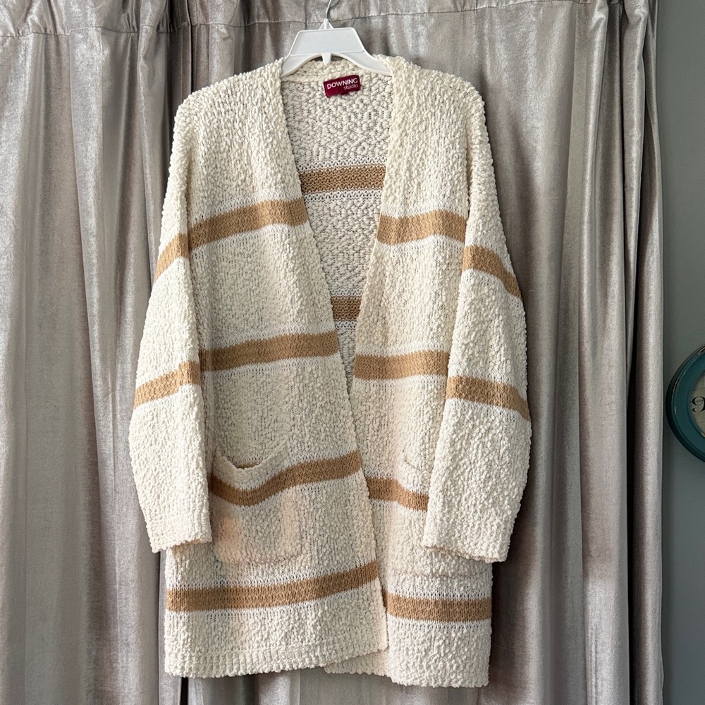 Chunky Knit Cardigan with Stripes